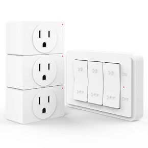 Fosmon Remote Control Outlet Plug Indoor, Wireless Remote Light Switch, No Interference, Battery Operated Outlet Plug with Remote Braille On/Off Mark, 15A/1875W, No Wiring & Expandable- 3 Pack