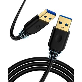USB A to USB A Cable 6FT, USB 3.0 Type A to A Male Cable Double Sided USB Cord for Data Transfer Compatible with External Hard Drives Laptops Cooling Pad/Fan Printer Scanner Speaker DVD Player USB Hub