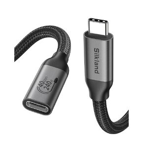Silkland USB4 Extension Cable for Thunderbolt 4, [40Gbps/240W/8K] USB C Extender 3.3ft, 8K@60Hz Type C Video Cord Male to Female Compatible for USBC Hub/iPhone16/MacBook/iPad/Mag Safe