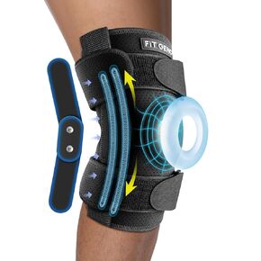 Fit Geno Hinged Knee Brace for Meniscus Tear: Built-in Side Stabilizers & Removable Lightweight Hinges for Pain Relief and Injury Recovery - Men and Women