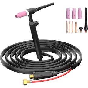 TIG Welding Gun,150A WP17V Argon TIG Torch with Red Air hose, Air Cooled Lift TIG Gun 35-50mm² Plug Connector
