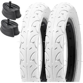 12.5 inch Bike Tires 12 1/2X2 1/4 Bicycle Tires and 12/12.5x1.75/2.25 Bike Tubes Suitable for 12 x 2.25 Kids/City/Road Folding Replacement Bike Tires (2 Set)(White)