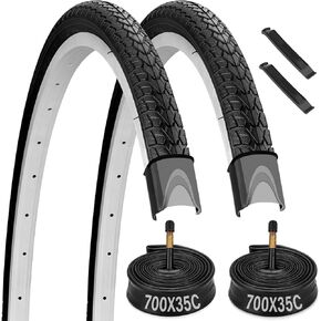 700C Bike Tires, 2 Pack 700x35C Bike Tire, Bicycle Tires and Tube Set with 2 Tire Levers, 35-622 700x35C Road Bike Tire Compatible with 700 x 32C/33C/34C/35C/36C/38C Bike Bicycle Tires and Tubes