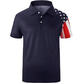 ZITY Men's Flag Golf Polo Shirts Short Sleeve Tactical Collared Shirt Men Outdoor Moisture Wicking Shirts