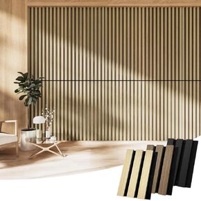 DRQ 3 Pack Wood Wall Panels, 7.1" x 4.3" Interior Fluted Acoustic Panels, Wood Panels for Wall for Office, Studio Room, Bars, Restaurant & Home, Sample Pack