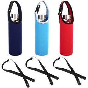 3 PCS Water Bottle Carrier with Shoulder Strap 16oz-21oz, TuNan Neoprene Sleeve Cup Holder Pouch with Carrying Handle for All Portable Sport Water Bottle -3 Colors