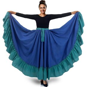 Adjustable Professional Dance Skirt | Folkloric Mexican Dance or Flamenco Dancing | Double Circle |