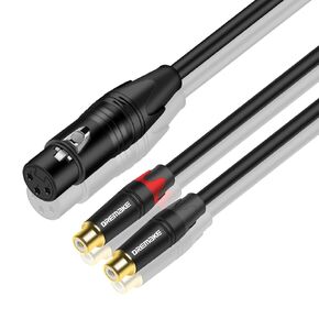 DREMAKE Dual RCA Female to XLR Female Audio Unbalanced Cable 3FT, Female XLR 3-Pin to Double RCA Female Plug Y Splitter Patch Cord, XLR to RCA Stereo Microphone Cord, XLR to 2RCA Breakout Cable - 1M