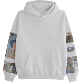 Graphic Hoodies for Women Oversized Floral Print Fleece Hooded Sweatshirts Long Sleeve Y2k Boyfriend Pullover Tops
