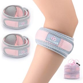 INDEEMAX Elbow Brace for Tendonitis and Tennis Elbow Strap for Women Men, 2 Pack Golfers Elbow Brace Counterforce Band with Compression Pad, Effective Tendon Pain Relief, Pink