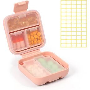 Dynippy Daily Pill Organizer 5 Compartments Portable Moisture Proof Small Pill Case for Pocket Purse Travel Pill Box Portable Medicine Vitamin Fish Oil Holder Container (Pink)