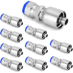 QWORK 10-Pack 1/2" Hose x 1/2" JIC 37° Female Hose End Swivel Crimp Fitting Hydraulic Hose Fittings for Hydraulic Applications