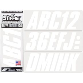 STIFFIE Shift White 3" Boat & PWC Registration Decals • Numbers Letters Stickers