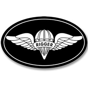 Black Oval Rigger Parachute Sticker (Airborne Parachutist Wings Vinyl Decal for car or Laptop (3 x 5 inch)
