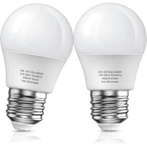 Refrigerator Light Bulb, A15 LED Fridge Light Bulb 120V, E26 Base 5W Equivalent 40W Light Bulb, Daylight 5000K Waterproof, E26 LED Bulbs for Freezer Lighting, Non-Dimmable, 2 Pack