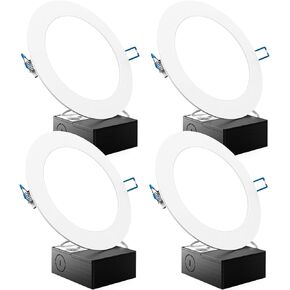 Sunco 4 Pack 6 Inch Ultra Thin LED Recessed Ceiling Lights Slim, 5000K Daylight, Dimmable, 14W=100W, Wafer Thin, Canless with Junction Box - ETL