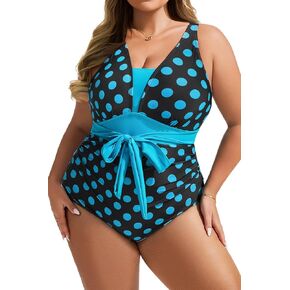 Hanna Nikole Women Plus Size One Piece Swimsuits Tummy Control Bathing Suits Slimming V Neck Swimwear 2025 with Self Tie