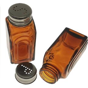 Ritadeshop Retro Glass Salt and Pepper Shakers Set (2, Amber)