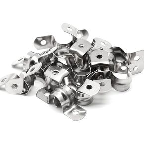 30Pcs M20 Rigid Pipe Strap, 1/2 Inch Two Hole Strap U Bracket Pipe Clamps, Heavy Duty Tension Tube Clip Clamp for Fixing Pipe or Cable (0.47" Width)