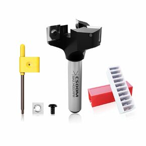 CSOOM CNC Spoilboard Surfacing Router Bit 1/2" Shank 3" Cutting Diameter,4 Wings Coated Carbide Insert Slab Flatting Router Planer Bit Wood Planing Bit Woodworking Tools