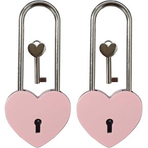 3.9" 99.1mm Love Lock Red Heart Padlock with Key Wish Lock for Valentines, Anniversary, Valentines Day, Lovers Wedding, Lovelock Bridge,Travel,Wishing Trees (Pink 2PCS)