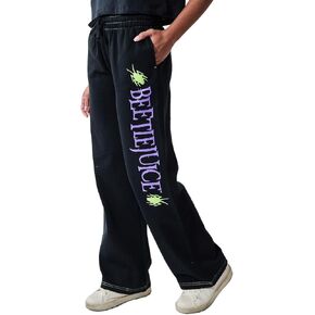 BioWorld Beetlejuice Neon Green Beetles Women Black Straight Leg Sweatpant joggers