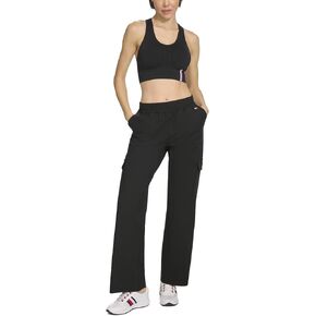 Tommy Hilfiger Women's Slant Pockets Elastic Waistband Cozy Peached Bootcut Cargo Pant