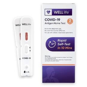 WELLlife Covid-19 Antigen Home Test, FDA Authorized OTC Covid Home Test with 10 Minute Results, 1 Pack, 2 Tests Total, Easy to use & No Discomfort