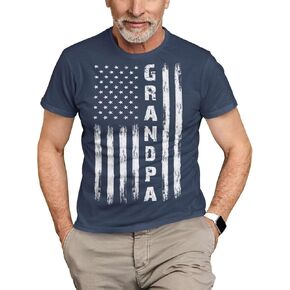 Veracco® Grandpa American Vintage USA Flag Gifts for Grandpa Dad Husband Men's T-Shirt