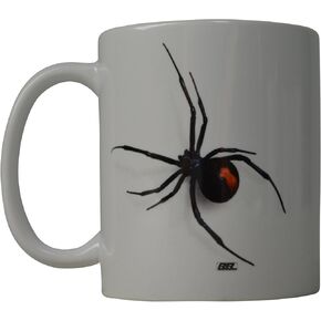 Rogue River Tactical Funny Coffee Mug Scary Realistic Black Widow Spider Novelty Cup Great Gift Idea For Men Women Office Party Employee Boss Coworkers (Black Widow)