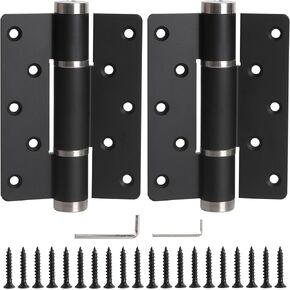 Self Closing Door Hinge with Silent Hydraulic Buffering, Adjustable Door Closer Tension and Speed, Spring Loaded Hinges 5.5 Inch, 175°Open, Space Aluminum, Anti Pinch Injury 2Pcs