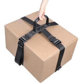 Box Carrying Strap with Handle 118.1 Inch Adjustable Straps for Battery Box Handheld Belt Carry Straps for Safely Moving and Lifting Heavy Boxes (Black, 118.1 Inch)