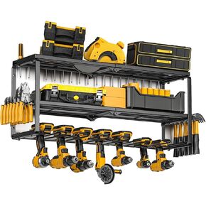 Power Tool Organizer, 7 Drill Holder Wall Mount, 3 Layers Garage Tool Organizers and Storage Rack, Tool Shelf for Power tool organizer wall mount with garage organization