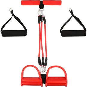 Toddmomy Pedal Tensioner, Multifunction Tension Rope 3-Tube Elastic Yoga Pedal Puller Resistance Band Pedal Expander Fitness Equipment for Stretching Slimming Training Red