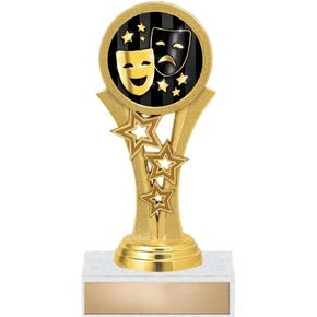 Engrave Now, 6.25" Gold Drama Theater Masks Shadow Starbeam Trophy Award