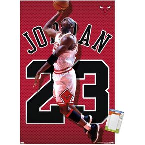 Trends International Michael Jordan - Jersey Wall Poster, 22.375" x 34", Poster & Mount Bundle