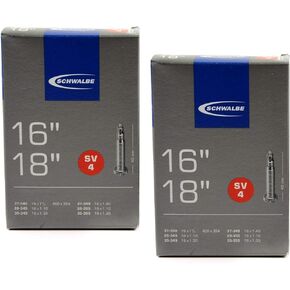 Schwalbe SV4 Inner Tubes - 16 x 1 1/8 to 18 x 1.35in, 40mm Presta Valve (2 Pack)
