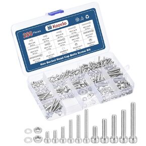 270pcs Socket Head Cap Screws Bolts Nuts Assortment Kit - [M3/M4] 304 Stainless Steel Allen Socket Drive for 3D Printer