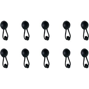 MARINE CITY Black Bungee Shock Cord Cover Clips and Lacing Knobs Combination Pull Tie Down Tarp Canvas Knobs for Marine Boat, Yacht, Truck, Trailer Car and RV Covers (10pcs)
