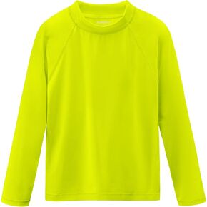 Boys Swim Shirts Long Sleeve Rash Guard Sun Protection UV SPF Rashguard Water Beach Shirts Lightweight for Toddler Youth Kids Neon Yellow 12-18M