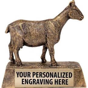 Crown Awards 4" Goat Animal Trophy, Resin Goat Sculpture Award - Engraving Included Prime