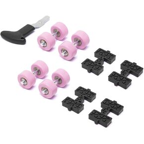Replacement Accessories, Double Roller Skate Wheels * 4, Black Cover Plate * 4, A Tool (Pink Set)