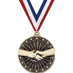 Handshake Medals, 2" Gold Handshake Medal Award with Free Custom Engraving Prime