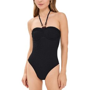 Shoshanna Women's Beaded Jet Texture Cinched One Piece