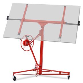 11FT Drywall Lift, 150LBS Heavy Duty Drywall Hoist Panel Lifter with Adjustable Telescopic Arm & Locking Wheels, Sheetrock Hoist for Construction