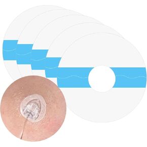 50Pack Waterproof Universal Adhesive Patches for CGM and Pumps, 0.8inch Hole Pre-Cut, 14Days Long Last Sensor Protection Breathable & Skin-Friendly Clear Infusion Site Tape, Transparent