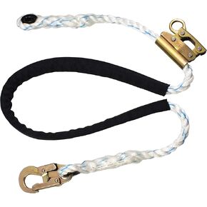 5/8" Adjustable Positioning Lanyard W/Polyester Cover- 3 Strand- 6 & 8 FT Tree Climbing Kit-Includes Steel Rope Grab- Great Lineman's Rope, Positioning Lanyard, Tree Stand Rope, Tower Climbing Belt