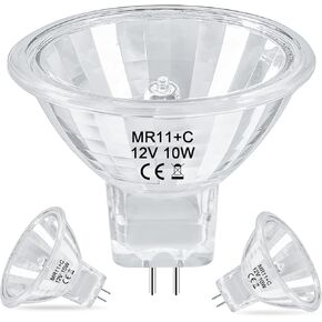 MR11 Halogen Bulb 10W 12V FTD Spotlight Bulb with Long Lifespan,GU4 Bi-Pin Base,Dimmable MR11 Bulbs with Glass Cover for Landscape,Accent,Track Lights,Fiber Optics,2700K Warm White,2 Pack