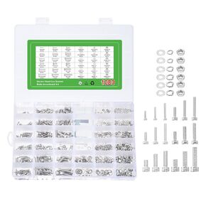 uxcell Hex Socket Bolts Kits (M2 M2.5 M3 M4 M5 M6), 304 Stainless Steel Hex Socket Drive Screw, Silver Tone