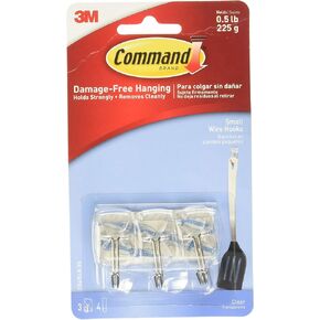 Command Small Clear Wire Hooks with Clear Strips, 3 ea (2 Pack)
